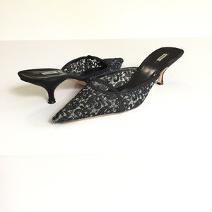Miu Miu Black lace kitten heels